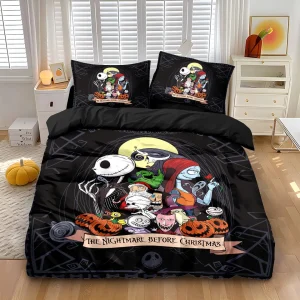 Parure de lit Nightmare Before Christmas housse de couette et taie d&rsquo;oreiller décoration chambre enfant style Halloween coloris Halloween garçons filles double queen