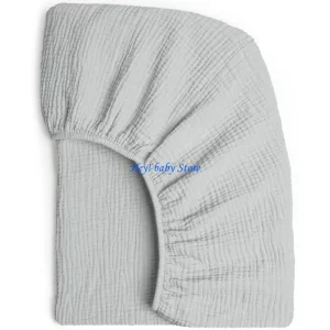 Housse de matelas bébé en muslin gris élastique pour lit bébé sécurité confort nouveauné minimaliste qualité premium Housse de matelas bébé en muslin gris élastique pour lit bébé sécurité confort nouveauné minimaliste qualité premium
