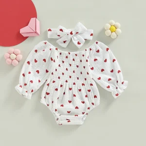 Combinaison bébé fille à manches bouffantes bandeau assorti tissu coton doux vêtement naissance cadeau bébé fille style mignon saisonnalité universelle Combinaison bébé fille à manches bouffantes bandeau assorti tissu coton doux vêtement naissance cadeau bébé fille style mignon saisonnalité universelle