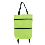 Sac de courses pliable avec roulettes chariot léger et portable pour l&rsquo;épicerie le marché et le ramassage des colis  design moderne minimaliste en vert vif
