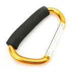 Grand mousqueton pour poussette, crochets, organisateur, anneau en D en aluminium, porte-clés à ressort, poignée de transport pour suspendre des sacs à main, des sacs de courses – gold