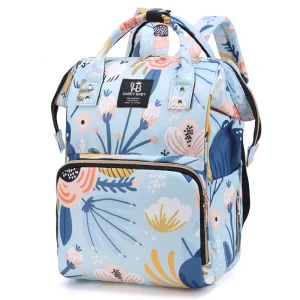 Sac à dos bébé imperméable grand容量 多 fonction pour maman voyage garçon fille bleu fleuri