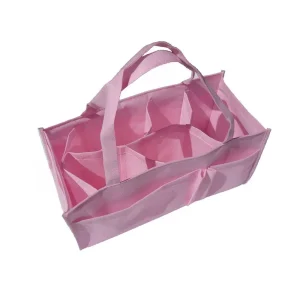 Boîte de rangement polyester pour poussette organizer bébé sac d&rsquo;insertion portable rose 34x13x18 cm pratique et durable