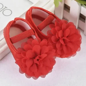 Ballerines fleurées pour bébé fille souliers princesse semelle douce premiers pas printemps automne rose