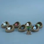 Digimon Figurines Enfant Accessoires Poussette Ensemble Scène Berceau 3cm Modèle Anime Décoration Bureau Collection Cadeaux Baby Stage