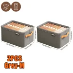 Organisateur de placard en tissu polyester boîte de rangement pour sousvêtements chaussettes et pantalons 2 pièces couleurs grises et beige design moderne et minimaliste