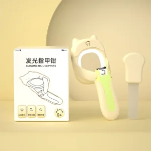 Coupeongles bébé lumière LED en plastique avec lime design chat résistant sûr et ergonomique pour enfants off white
