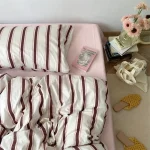 Parure de lit rayée pour enfants et adultes ensemble de literie 100% coton style moderne et intemporel doux et respirant pour une qualité de sommeil optimale