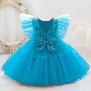 Robe Tutu Princesse Bébé Fille Fête Anniversaire Baptême Robe Fétée Tulle Sequins Élégante Occasion Spéciale Robe Tutu Princesse Bébé Fille Fête Anniversaire Baptême Robe Fétée Tulle Sequins Élégante Occasion Spéciale