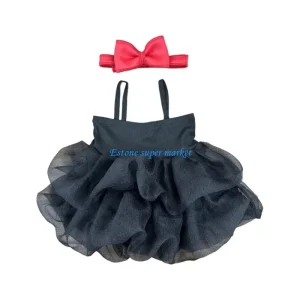 Robe photographie élégante pour bébé fille jupe en tulle douce accessoire pour séances photos nouveauné style classique  Noir