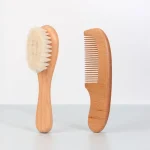 Ensemble peigne et brosse à cheveux bébé en bois hêtre soins cheveux naturels doux démêlage cadeau naissance bébé 2 pièces