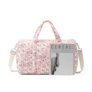 Sac de maman floral grande capacité sac à couches organisation bébé portage pratique style moderne coton rose