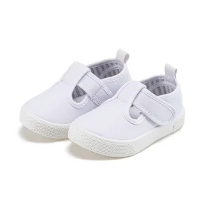 Baskets enfants comfort semelle souple velcro canvas blanc antiglisse printemps automne 2023
