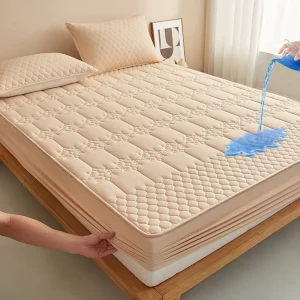 Housse de protection matelas rembourré imperméable antidérapante nouvelle collection 2025  beige clair