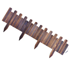 Clôture décorative en bois pour jardin bordure paysagère piquets en bois naturel design rustique usage extérieur aménagement paysager