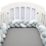 Bordure de lit pour bébé en peluche décoration chambre d&rsquo;enfant protection lit nouveauné tressage 3 couleurs doux et sécurisant