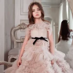 Robes de filles de fleur à plusieurs niveaux en Tulle à volants luxueux personnalisés pour les mariages princesse première Communion Pageant robes de bal anniversaire – bean paste