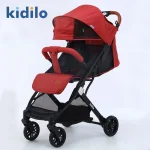 Poussette Kidilo allongée et assise légère pliable vue haute nouveauné bébé enfants infantile poussette urbaine sécurité confort
