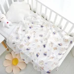 Couverture de lit pour bébé en microfibre douce design animal motif ours blanc et pastel couverture légère pour nouveauné 036 mois lit bébé swaddle housse de poussette