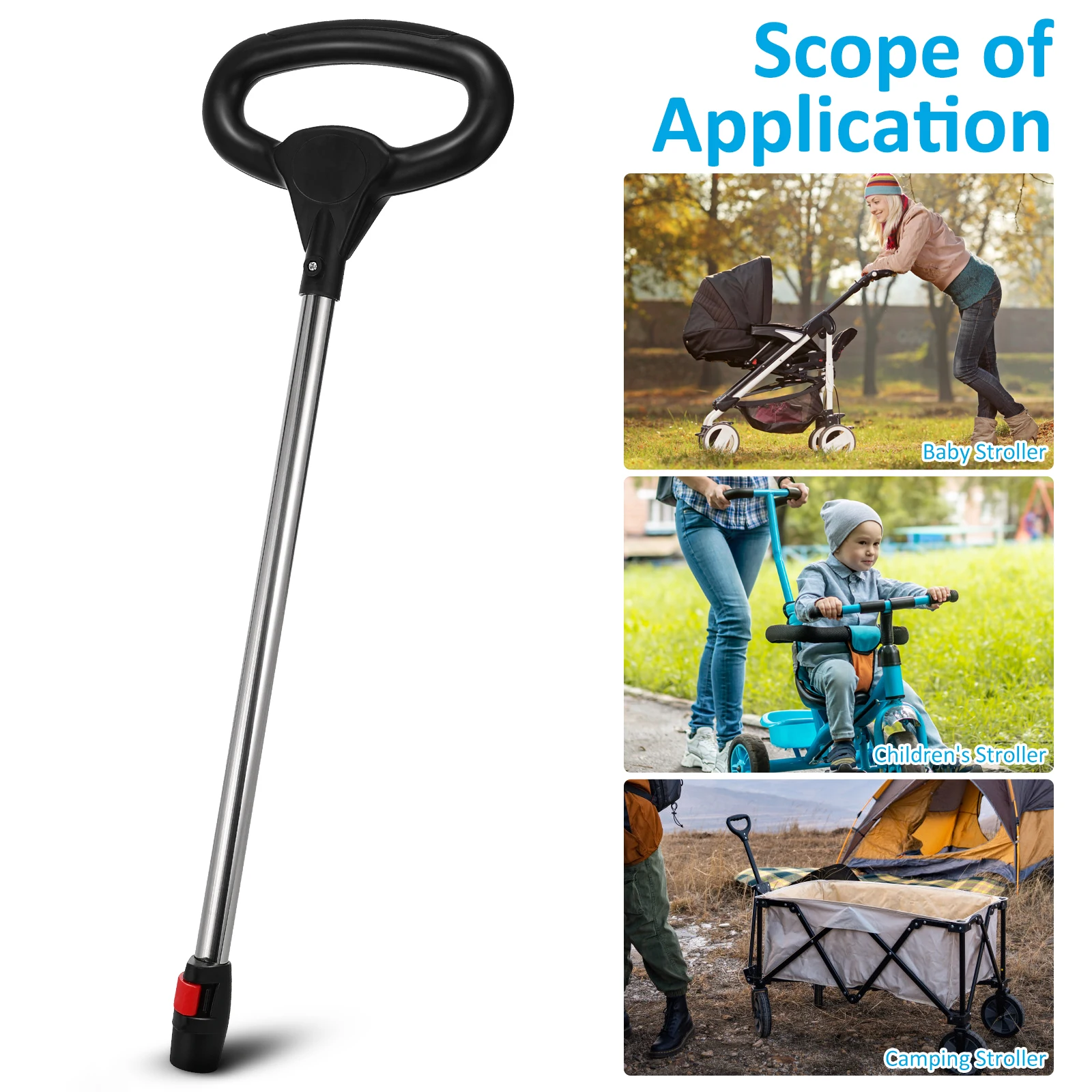 Poignée de poussette ergonomique en métal et plastique manche antidérapante confort bébé design moderne qualité premium durable