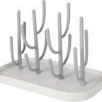 Support de séchage de bouteilles pour bébé Essentials support de sèchebiberon comptoir de cuisine design moderne ABS plastique blanc et gris sécuritaire compact matériel durables pratique pour mamans