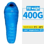 Soomloom sac de couchage adulte style momie duvet 400g camping hiver randonnée voyage température 020°C bleu moderne portable léger