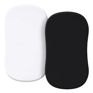 Souris de lancement ovales en plastique accessoires souris minimalistes semelles de souris antidérapantes design moderne 2 pièces blanc et noir