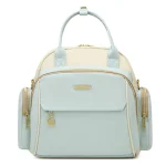 Sac à dos personnalisé pour maman sac à main uni grande capacité organisateur de couches bébé sacs bandoulière simple  bleu