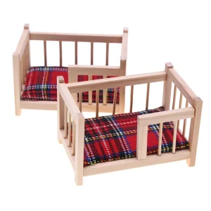 Ensemble lit miniature pour poupée lit de bébé 1:12 mobilier de maison de poupée en bois et tissu accessoire de décoration pour jouets enfants ou collectionneurs