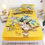 Parure de lit Pokémon Pikachu housse de lit 100% polyester 2 pièces design 3D couleurs vives chambre enfant fans de Pokémon style ludique qualité premium