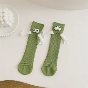 Chaussettes magnétiques enfant design mignon longues coton polyester vert blanc yeux bras fun accessoire bébé filles garçons Chaussettes magnétiques enfant design mignon longues coton polyester vert blanc yeux bras fun accessoire bébé filles garçons