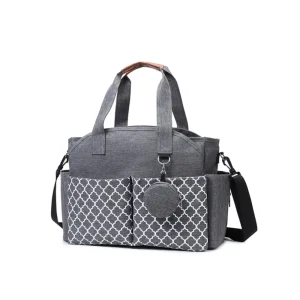 Sac à couches bébé grande capacité multicompartiments étanche bandoulière réglable tissu Oxford gris modern style épuré pour maman poussette accessoire pratique Sac à couches bébé grande capacité multicompartiments étanche bandoulière réglable tissu Oxford gris modern style épuré pour maman poussette accessoire pratique