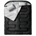 Sac de couchage double adulte en polyester coton noir intérieur gris camping extérieur confortable durable