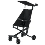 Poussette bébé légère et pliable urbaine 4 roues aluminium noir compacte portable moderne sécurité tissu Oxford design élégant Voyager enfants 36 ans