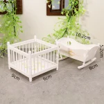 Ensemble miniature 1:12 bassinette et lit pour maison de poupée accessoire de décoration bébé jouet éducatif blanc style moderne