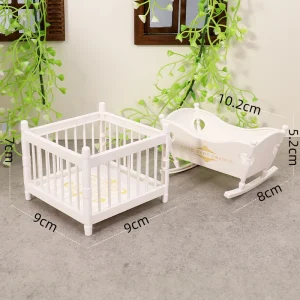 Ensemble miniature 1:12 bassinette et lit pour maison de poupée accessoire de décoration bébé jouet éducatif blanc style moderne