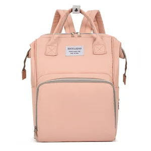 Sac à dos multifonctionnel maman Oxford rose portage bébé école travail compartiments multiples portable résistant style épuré