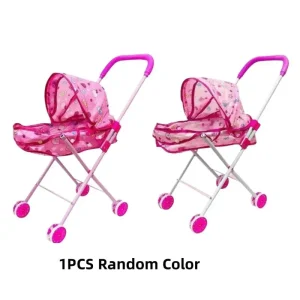 Poussette poupée légère et durable jouet en couleurs vives design pliable Accessoire éducatif pour enfants 612 ans cadeau idéal fille garçon rose pastel