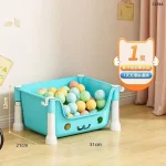 Bac de rangement pour jouets en plastique bleu clair design moderne pour enfants balles de jeu incluses chambre d&rsquo;enfant solution de stockage éducative