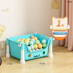 Bac de rangement pour jouets en plastique bleu clair design moderne pour enfants balles de jeu incluses chambre d&rsquo;enfant solution de stockage éducative