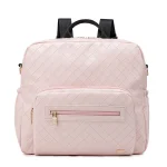 Soboba sac à langer waterproof pour bébé multifonctionnel moderne design losange rose pâle sac à dos poussette portage pratique maternité cadeau maman