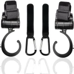 Crochets et mousquetons en alliage d&rsquo;aluminium pour poussette sac à langer portage bébé randonnée voyage 24 pièces