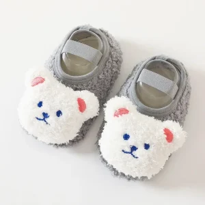 Chaussons bébé intérieur peluche ours non glissant 13 ans doux confort sécurité antidérapant