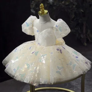 Robe princesse fille tulle satin appliqués papillons occasion spéciale anniversaire mariage fête enfant élégance mode Robe princesse fille tulle satin appliqués papillons occasion spéciale anniversaire mariage fête enfant élégance mode