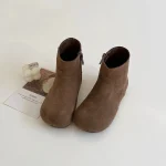 Chaussures plates et chaudes en cuir synthétique pour bébé fille botte princesse mode automnehiverprintemps 110 ans khaki thin