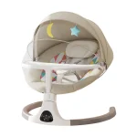 Transat électrique bébé avec moustiquaire chaise à bascule intelligente panier de couchage bébé 01 an design moderne beige et motifs colorés