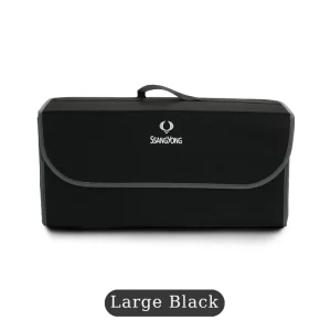 Organisateur coffre voiture Ssang Yong sac rangement pliable tissu feutre dimensions 45x17x24cm design moderne noir/gris facile à transporter