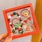 Ensemble bijoux Noël enfants : bracelet coloré boucles d&rsquo;oreilles et charms festifs  Cadeau idéal pour garçons et filles