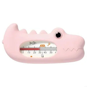 Thermomètre aquarium style crocodile rose surveillance température eau design ludique pour aquariophiles enfants aquariums éducatifs
