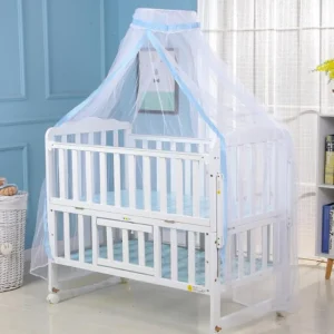 Moustiquaire bébé lit à barreaux protection insectes été sécurité bébé tissu polyester blanc bleu clair moderne portable